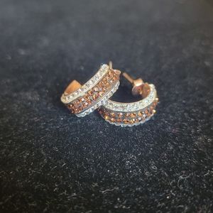 Kohl’s 14Kt Rose Gold Plated Rootbeer Crystal Huge Hoop Earrings